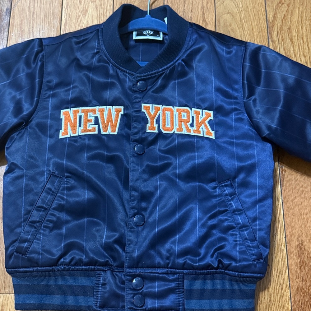 Kith Navy Blue 'New York' Letterman Jacket with Orange Trim - Picture 4 of 6